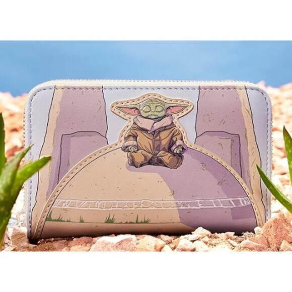 Star Wars Loungefly The Mandalorian Grogu Glow in the Dark Zip Around Wallet NEW - Picture 1 of 9